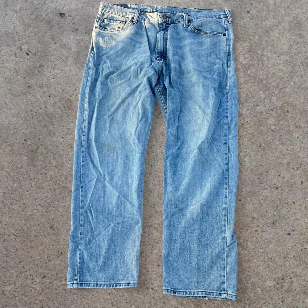 Wrangler‎ 5 Star Relaxed Fit Flex Denim Jeans Light Wash Distressed Mens 38x29 - Picture 3 of 7